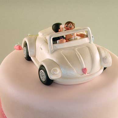 Wedding cake with Beatle car on top